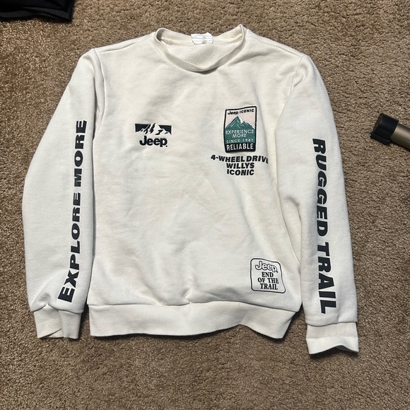 Jeep Sweaters - UNIQUE Jeep Cream Crew Neck